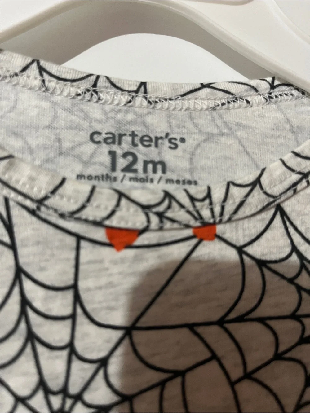 Carter's Gray Spiderweb Peplum Top with Orange & Purple Accents